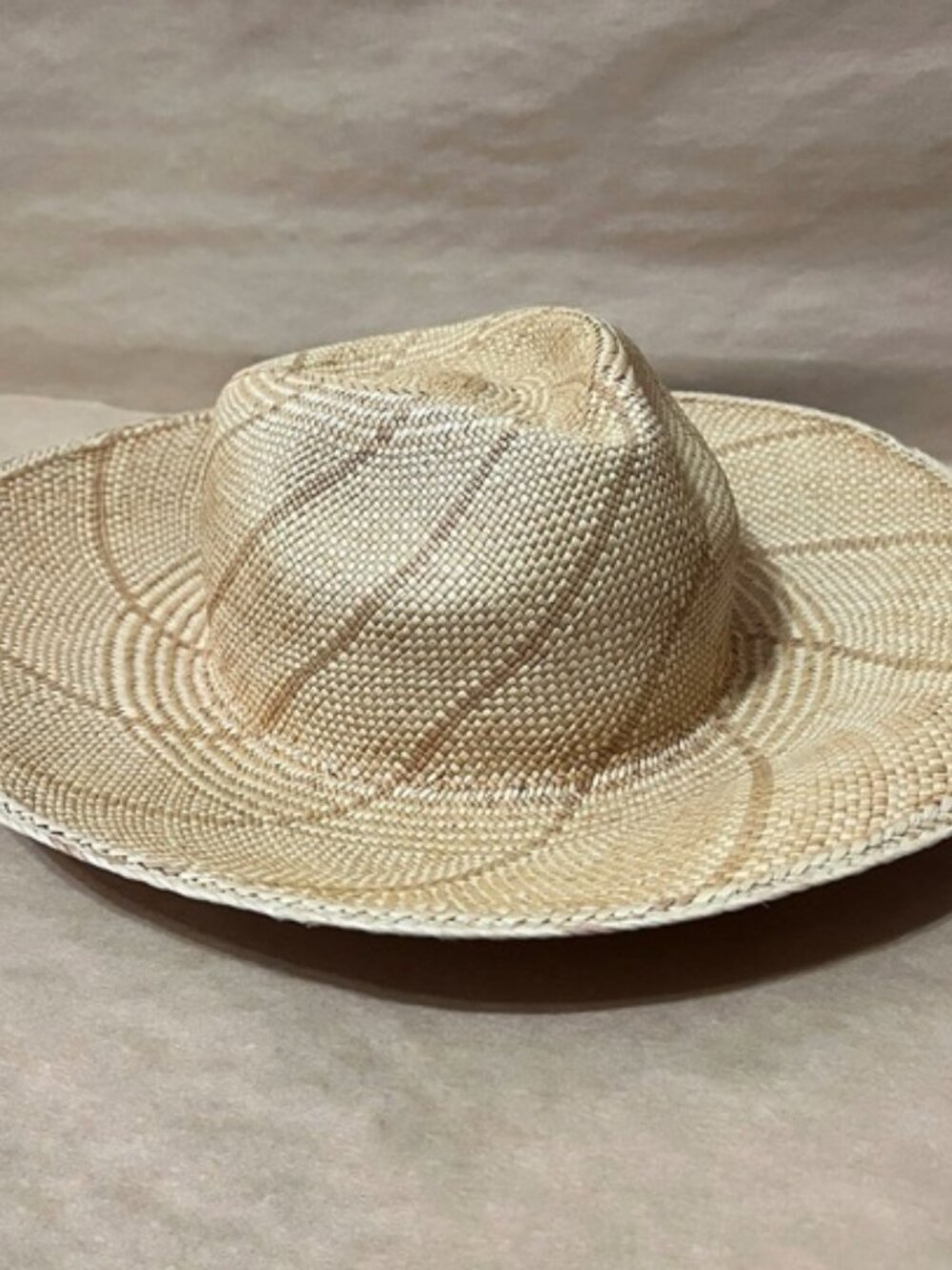 Hat Natural Straw Woven Sun Stripe Detail Sunhat